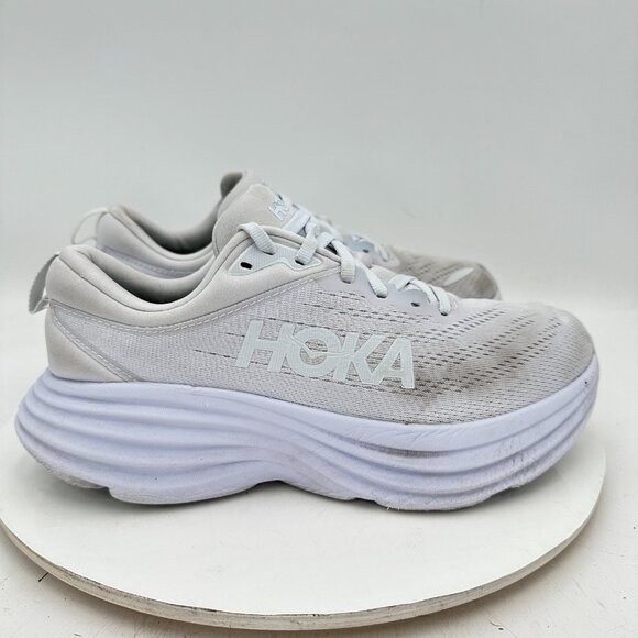 Hoka One One Bondi 8 Women Size 8.5D 1127952 WWH White Running Shoes - Picture 4 of 11